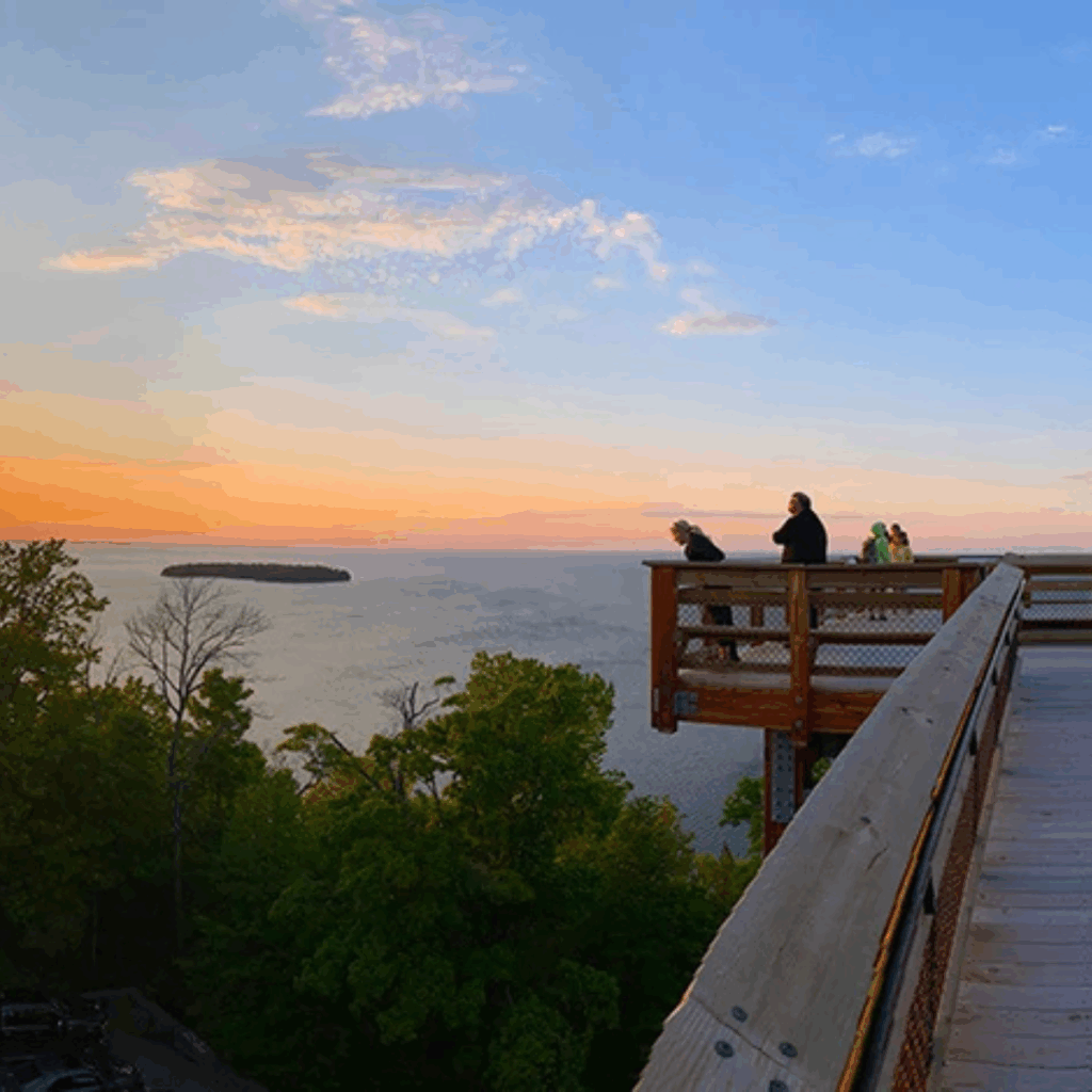 Peninsula State Park, Door County WI, sunset on the overlook.
