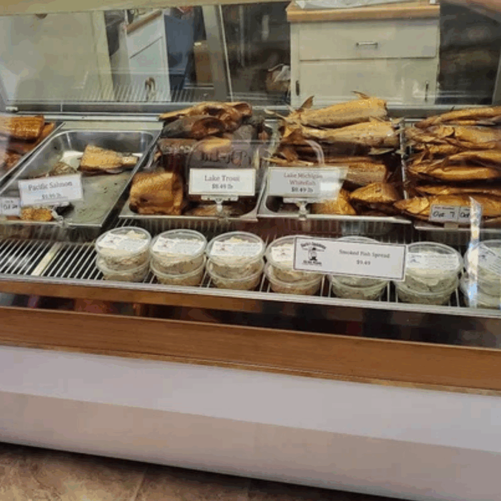 Gills Rock Charlie's Smokehouse in Door County, Wisconsin. Local food guide.