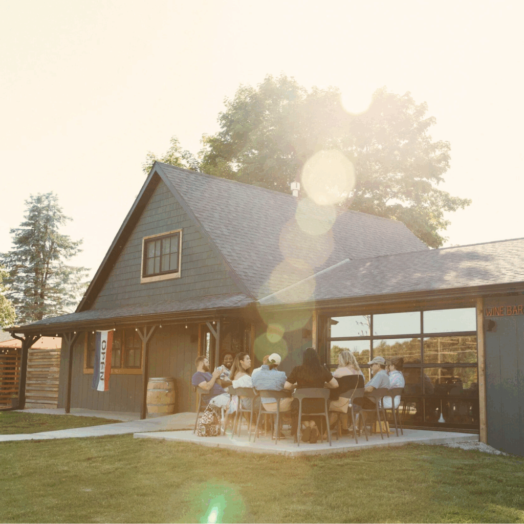 Golden hour at Twelve Eleven Wine Bar in Door County, WI.